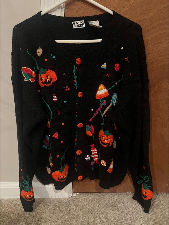 Vintage Sweaters - Vintage Halloween Knit Cardigan